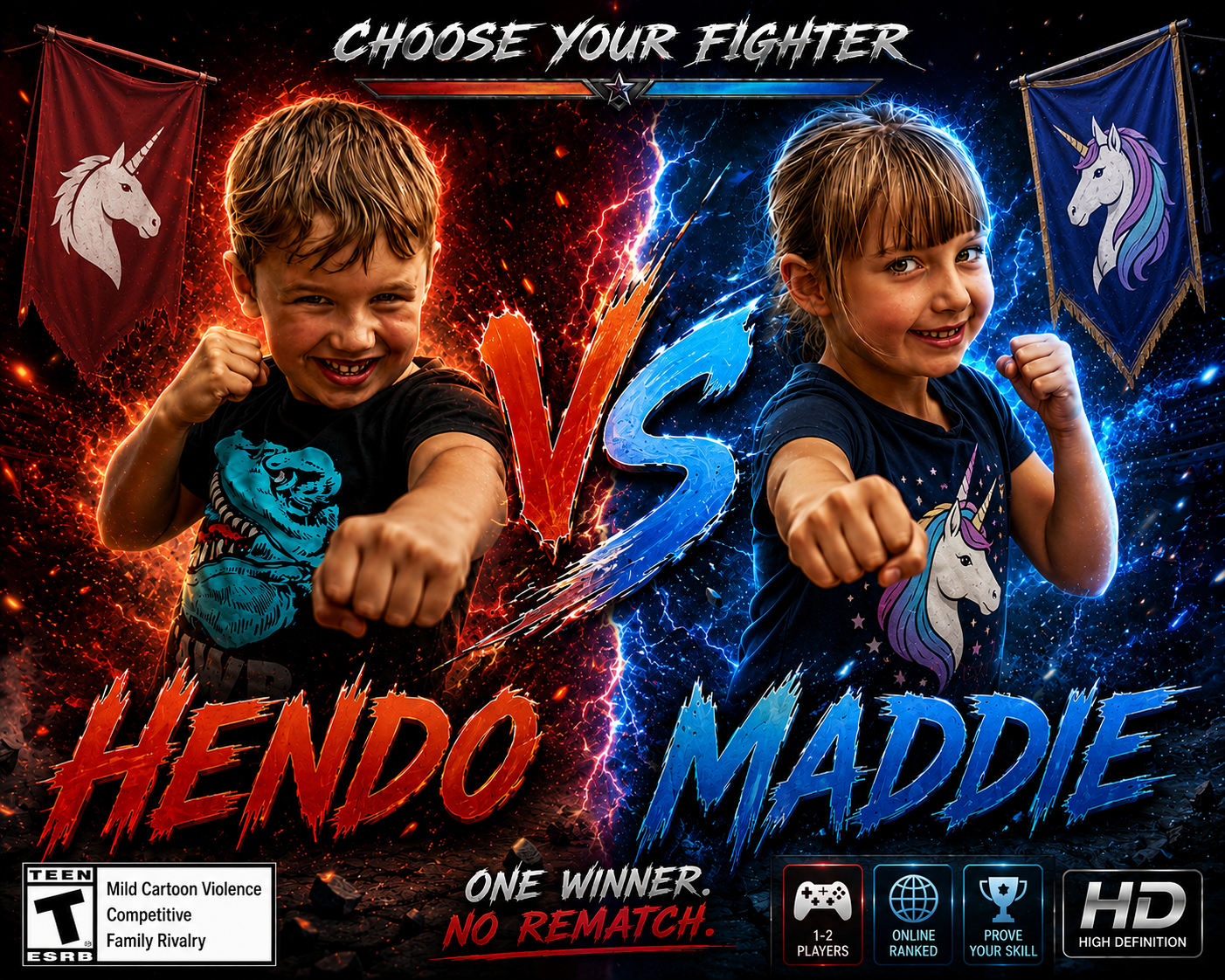Hendo vs Maddie title art
